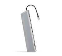 NANOCABLE 10.16.1012 - Hub USB-C 12 in 1, Convertitore USB-C a 3x USB-A 3.0, USB-C 3.0, USB-C PD 100W, 2x HDMI 4K60Hz, DP 4K60Hz, RJ45 1Gbps, SD/TF, Jack audio 3,5 mm, Grigio