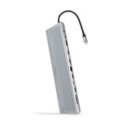 NANOCABLE 10.16.1012 - Hub USB-C 12 in 1, Convertitore USB-C a 3x USB-A 3.0, USB-C 3.0, USB-C PD 100W, 2x HDMI 4K60Hz, DP 4K60Hz, RJ45 1Gbps, SD/TF, Jack audio 3,5 mm, Grigio