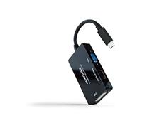 Nanocable 10.16.4301-ALL - Convertitore USB-C a HDMI/DVI/VGA, 20 cm, Nero