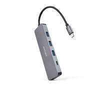 NANOCABLE 10.16.4409 - Hub Convertitore USB-C a 3 Porte USB-A 3.0 Femmina + 1 Porta USB-C Femmina, Alluminio, 10 cm, Grigio