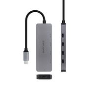 NANOCABLE 10.16.4505 - Hub USB-C maschio a 4 x USB-C Femmina + USB-C PD 100 W, alluminio 10 cm, colore grigio, USB 3.2 Gen 2x1, compatibile con Windows, MacOS e Linux