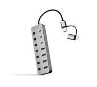 NANOCABLE 10.16.4510 - HUB USB-C + USB-A/M a 4x USB-A + 3x USB-C 3.0 + USB-C 5V