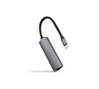 NANOCABLE 10.16.4603 - Adattatore USB-C 3.1 a RJ45, con PD 100W, USB-C/M, Alluminio, Colore Grigio, 18 cm