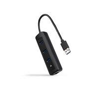 NANOCABLE 10.16.4604 - Hub USB-A 3.0 a 3xUSB-A 3.0 + RJ45, USB-A/M- USB-A/M-RJ45/F, Nero, 15 cm