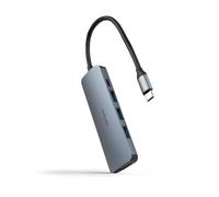 NANOCABLE 10.16.4605 - Hub USB-C 5 in 1, Convertitore USB-C 3.1 a 3xUSB-A 3.0 + USB-C PD + HDMI, Alluminio, Grigio, 18 cm