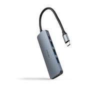NANOCABLE 10.16.4605 - Hub USB-C 5 in 1, Convertitore USB-C 3.1 a 3xUSB-A 3.0 + USB-C PD + HDMI, Alluminio, Grigio, 18 cm