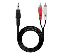 NANOCABLE 10.24.0305 - Cavo audio stereo a 2 RCA, JACK 3.5/M-2xRCA/M, maschio-maschio, nero, 5mts