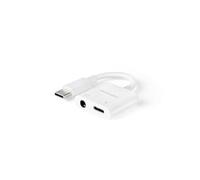 NANOCABLE 10.24.1206 - Adattatore Audio USB-C/M a Jack 3.5/H + USB-C/H PD 60W, 11,5 cm, Bianco