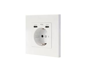 NANOCABLE 10.35.0012 - Base di presa da muro tipo schuko con 2 USB-C PD - Max 3.4A, Bianco