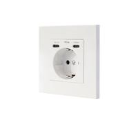 NANOCABLE 10.35.0012 - Base di presa da parete tipo schuko con 2 USB-C PD - MAX. 3,4 A, bianco