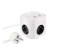 NANOCABLE 10.37.0011 - Base con 3 prese e 3 porte USB (2A + 1C), GaN + PPS, PD 20W, con interruttore, Bianca