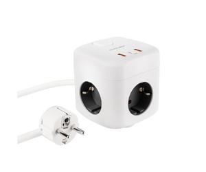 NANOCABLE 10.37.0011 - Base con 3 prese e 3 porte USB (2A + 1C), GaN + PPS, PD 20W, con interruttore, Bianca