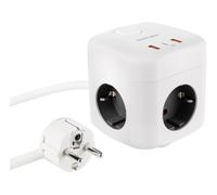 NANOCABLE 10.37.0011 - Base con 3 prese e 3 porte USB (2A + 1C), GaN + PPS, PD 20W, con interruttore, Bianca