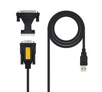 NANOCABLE Convertitore da USB a seriale per stampante, tipo A/M-RS232 DB9/M DB25/M, maschio-maschio, nero, 1.8 mts