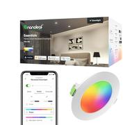 Nanoleaf Faretti LED da Incasso Soffitto Alexa, 550LM 1200K-6500K Compatibile con Google Home/App, Multicolore RGBCW Intelligente LED Dimmerabile per Cartongesso,1 Pezzo