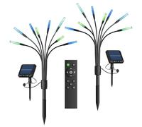 Nanoleaf Lampade solari per esterni da giardino (set da 2) con telecomando, 8 LED bianco caldo/multicolore, Firefly, timer e scene, impermeabile IP65, luci da giardino per sentieri, cortili, terrazze