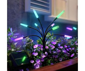 Nanoleaf Luci solari da giardino (2 pezzi) con telecomando, 8 LED multicolori bianco caldo, design a lucciola oscillante, impermeabile IP65, luci esterne ideali per vialetti, cortili e patio