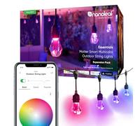 Nanoleaf Matter Essentials, Catena Luminosa Esterno Expansion Pack 15M LED RGBICW - Luci Led 16M Colori, IP65 Impermeabile, 20 Lampadine LED, WiFi Bluetooth Matter, Adatto per Giardino Balcone Gazebo