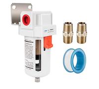 NANPU 1/2" BSPP Aria Compressa Filtro, Separatore Trappola Acqua - Tazza in Polietilene, Scarico Semiautomatico, Staffa Metallica