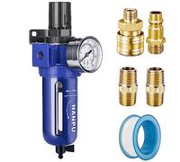 NANPU 1/4" 3/8" 1/2" BSP Regolatore del filtro dell'aria compressa, lega di zinco, elemento in ottone da 5 micron, manometro da 0-10 bar, ciotola a sgancio rapido, scarico manuale, staffa in metallo