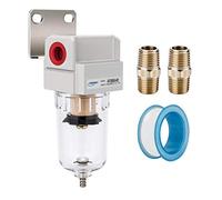 NANPU 1/4" BSPP Aria Compressa Filtro, Separatore Trappola Acqua - Tazza in Polietilene, Scarico Semiautomatico, Staffa Metallica