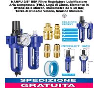 NANPU 3/8" BSP Filtro Regolatore Lubrificatore Aria Compressa (FRL), Lega di Acc