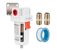 NANPU 3/8" BSPP Aria Compressa Filtro, Separatore Trappola Acqua - Tazza in Polietilene, Scarico Semiautomatico, Staffa Metallica