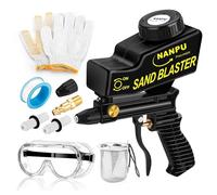 NANPU Kit pistola sabbiatrice ad aria leggera con alimentazione a gravità, ugello in ceramica, corpo in metallo, per la preparazione di superfici di piccoli progetti, rimozione di vernice e ruggine
