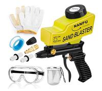 NANPU Kit pistola sabbiatrice ad aria leggera con alimentazione a gravità, ugello in ceramica, corpo in metallo, per la preparazione di superfici di piccoli progetti, rimozione di vernice e ruggine