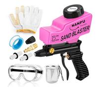 NANPU Kit pistola sabbiatrice ad aria leggera con alimentazione a gravità, ugello in ceramica, corpo in metallo, per la preparazione di superfici di piccoli progetti, rimozione di vernice e ruggine