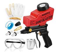 NANPU Kit pistola sabbiatrice ad aria leggera con alimentazione a gravità, ugello in ceramica, corpo in metallo, per la preparazione di superfici di piccoli progetti, rimozione di vernice e ruggine