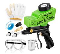 NANPU Kit pistola sabbiatrice ad aria leggera con alimentazione a gravità, ugello in metallo, corpo in plastica, per la preparazione di superfici di piccoli progetti, rimozione di vernice e ruggine