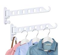 NANQUAN SKIKEN Wall Mounted Clothes Hanger with Swing Arm, Wall Mounted Swing Away Drying Rack, 180°Rotation, Safe Laundry Hanger, Space Saver, Sturdy Hanging (2-Pack, White)