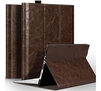NANRUIL Custodia per Microsoft Surface Pro 4/5/6/7/7+ 12,3 pollici 2015/2017/2018/2019/2021, in vera pelle, compatibile con tastiera di tipo e supporto per Surface Pen Holder, marrone scuro
