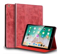 NANRUIL per Ipad Case 10.2 "9th/8th/7th Gen Genuine Leather Cover Shell Protettivo per 2021/2020/2019, Auto Wake/Sleep. Rosso
