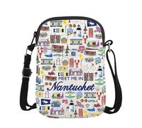 Nantucket Borsa a tracolla Nantucket East Coast viaggio regalo Nantucket Coastal Travel Gift, Incontra Nantucket Cr Eu, 5.91 Inches ×8.27 Inches