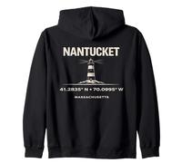 Nantucket Massachusetts Faro Coordinate Design Felpa con Cappuccio