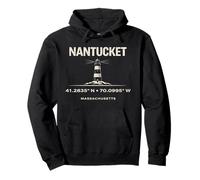 Nantucket Massachusetts Faro Coordinate Design Felpa con Cappuccio