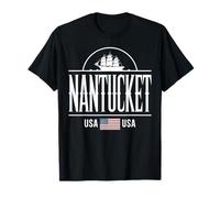Nantucket Massachusetts - Souvenir Vintage a Forma di Nave Alta Maglietta