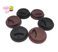 NanTun Coperchi riutilizzabili in silicone per bicchieri da caffè, antischizzo, 6 pezzi 3 Black and 3 Coffee