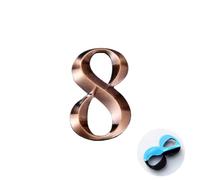 NanTun Numeri civici 3D in bronzo per cassetta postale, 5 cm, autoadesivi per casa, appartamento, hotel, magazzino, ufficio, scuola, numero 8