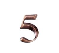 NanTun Numeri civici 3D in bronzo per cassetta postale, 5 cm, autoadesivi per casa, appartamento, hotel, magazzino, ufficio, scuola, numero 5