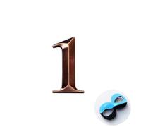 NanTun Numeri civici 3D in bronzo per cassetta postale, 5 cm, autoadesivi per casa, appartamento, hotel, magazzino, ufficio, scuola, numero 1