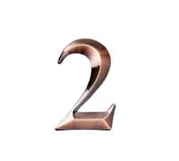 NanTun Numeri civici 3D in bronzo per cassetta postale, 5 cm, autoadesivi per casa, appartamento, hotel, magazzino, ufficio, scuola, numero 2