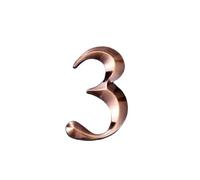 NanTun Numeri civici in bronzo 3D per cassetta postale, 5 cm, adesivi autoadesivi per casa, appartamento, hotel, magazzino, ufficio, scuola, numero 3