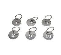 NanTun Targhette numerate da 2,5 cm, portachiavi in acciaio inossidabile 304 con anelli, resistenti e impermeabili per una facile organizzazione, argento, da 51 a 100