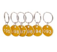 NanTun Targhette numerate in alluminio con portachiavi, confezione da 50, numeri da 1 a 50, giallo