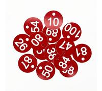 NanTun Targhette portachiavi in ABS con numero inciso, 35 mm, 50 pezzi, rosso, da 1 a 50