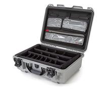 Nanuk 930 - Custodia rigida impermeabile con organizer per coperchio e divisorio imbottito, colore: Argento