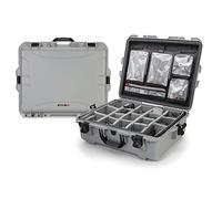 Nanuk 945 - Custodia rigida impermeabile con organizer per coperchio e divisorio imbottito, colore: Argento